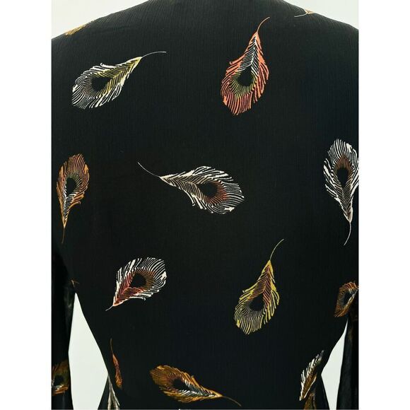 Madewell Womens 0 Peacock Feather Print Poppy Dress - Picture 10 of 10